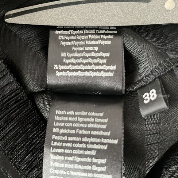 Gestuz Size 38, XS  Smocking Mini Satin Black Dress Long Sleeves NWOT - Picture 12 of 12